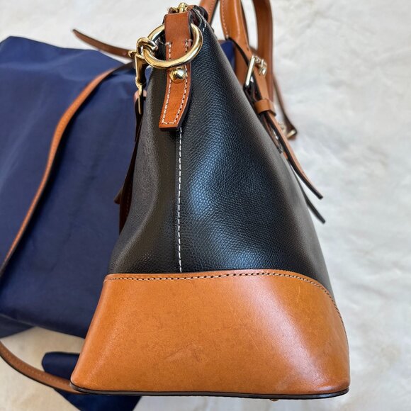 Dooney & Bourke Claremont Leather Black/Brown Domed Satchel/Crossbody/Sh… - Picture 7 of 16